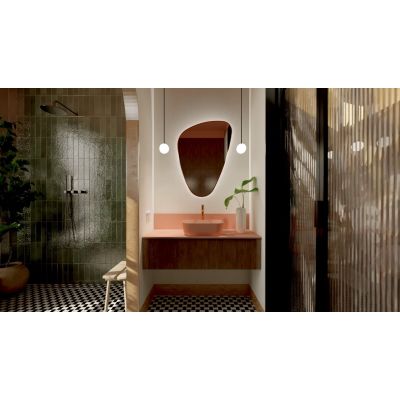 Elita Reni RE040460036600 umywalka 45.5x32.5 cm prostokątna nablatowa różowa