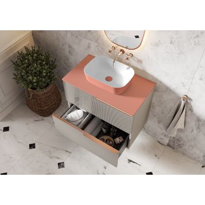 Elita Reni RE040460896100 umywalka 45.5x32.5 cm prostokątna nablatowa biała-różowa