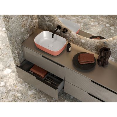 Elita Reni RE040460896100 umywalka 45.5x32.5 cm prostokątna nablatowa biała-różowa