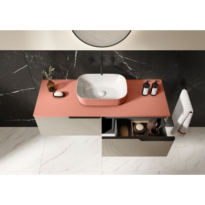 Elita Reni RE040460896100 umywalka 45.5x32.5 cm prostokątna nablatowa biała-różowa