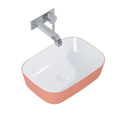 Elita Reni RE040460896100 umywalka 45.5x32.5 cm prostokątna nablatowa biała-różowa