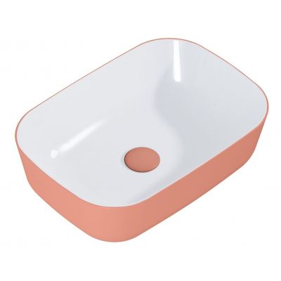 Elita Reni RE040460896100 umywalka 45.5x32.5 cm prostokątna nablatowa biała-różowa