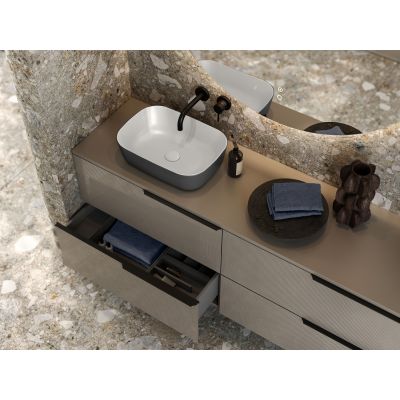 Elita Reni RE040460896130 umywalka 45.5x32.5 cm prostokątna nablatowa biała-antracyt