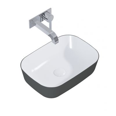 Elita Reni RE040460896130 umywalka 45.5x32.5 cm prostokątna nablatowa biała-antracyt