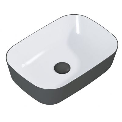 Elita Reni RE040460896130 umywalka 45.5x32.5 cm prostokątna nablatowa biała-antracyt