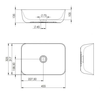 Elita Reni RE040460896140 umywalka 45.5x32.5 cm prostokątna nablatowa biała-brąz/beż