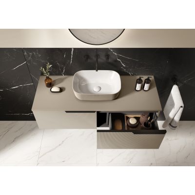 Elita Reni RE040460896140 umywalka 45.5x32.5 cm prostokątna nablatowa biała-brąz/beż