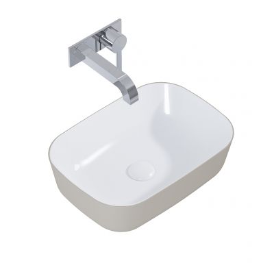 Elita Reni RE040460896140 umywalka 45.5x32.5 cm prostokątna nablatowa biała-brąz/beż