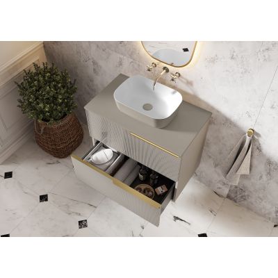 Elita Reni RE040460896140 umywalka 45.5x32.5 cm prostokątna nablatowa biała-brąz/beż