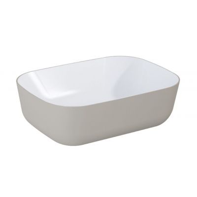 Elita Reni RE040460896140 umywalka 45.5x32.5 cm prostokątna nablatowa biała-brąz/beż