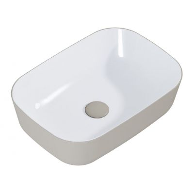 Elita Reni RE040460896140 umywalka 45.5x32.5 cm prostokątna nablatowa biała-brąz/beż