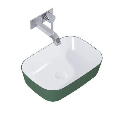 Elita Reni RE040460896150 umywalka 45.5x32.5 cm prostokątna nablatowa biała-zielona