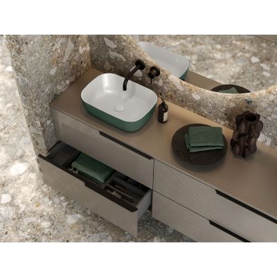 Elita Reni RE040460896150 umywalka 45.5x32.5 cm prostokątna nablatowa biała-zielona