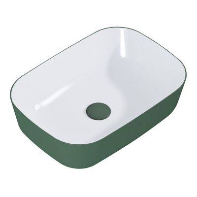 Elita Reni RE040460896150 umywalka 45.5x32.5 cm prostokątna nablatowa biała-zielona