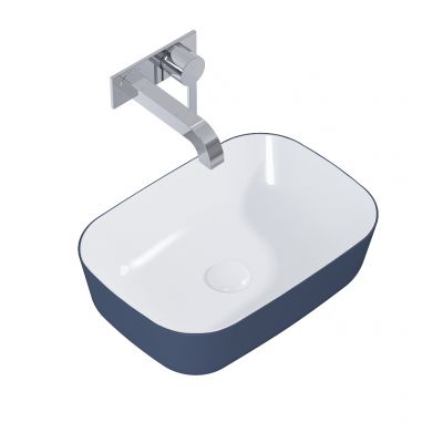 Elita Reni RE040460896170 umywalka 45.5x32.5 cm prostokątna nablatowa biała-niebieska