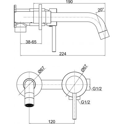FDesign Flusso FD1FLS3PA55 bateria umywalkowa podtynkowa kompletna