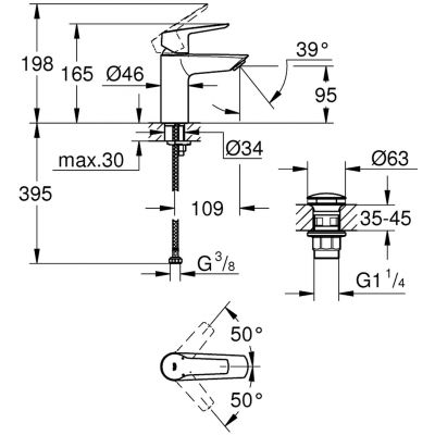 Grohe Start 235502432 bateria umywalkowa stojąca czarna