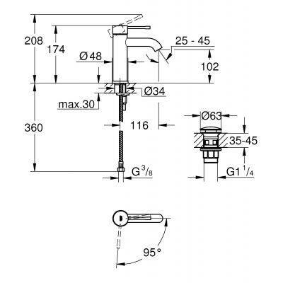Grohe Essence 23797001 bateria umywalkowa stojąca chrom