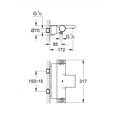 Grohe Grohtherm 2000 34464001 bateria wannowo-prysznicowa ścienna termostatyczna starlight chrome