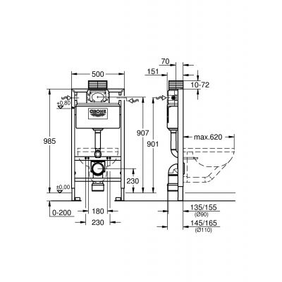 Grohe Rapid SL 38525001 stelaż podtynkowy do miski wc wiszącej