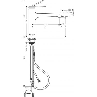 Hansgrohe Zesis M33 74804000 bateria kuchenna