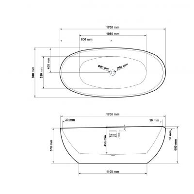 Hagser Anke HGR13000012 wanna wolnostojąca 170x80 cm