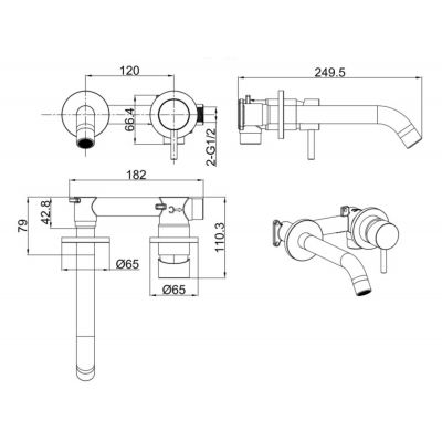 Invena Midnight BP35U14 bateria umywalkowa podtynkowa kompletna podtynkowa czarny