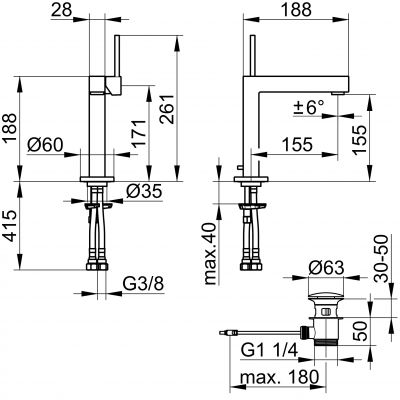 Keuco Edition 90 59002010000 bateria umywalkowa
