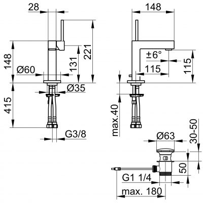 Keuco Edition 90 59004010000 bateria umywalkowa