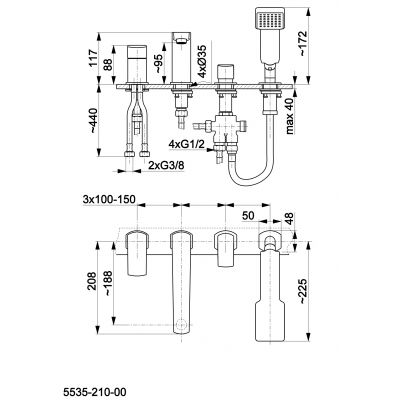 KFA Armatura Mokait 553521081 bateria wannowo-prysznicowa nawannowa czarny
