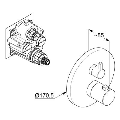 Kludi Nova Fonte 208303915 bateria wannowo-prysznicowa podtynkowa termostatyczna czarna