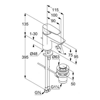 Kludi Pure&Solid 343820575 bateria umywalkowa stojąca