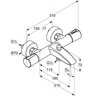 Kludi Zenta 351010538 bateria wannowo-prysznicowa ścienna chrom