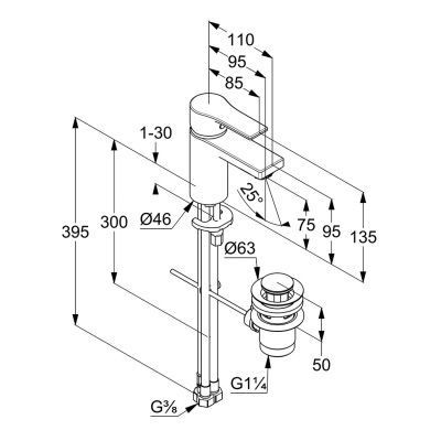 Kludi Zenta 482770565 bateria umywalkowa stojąca