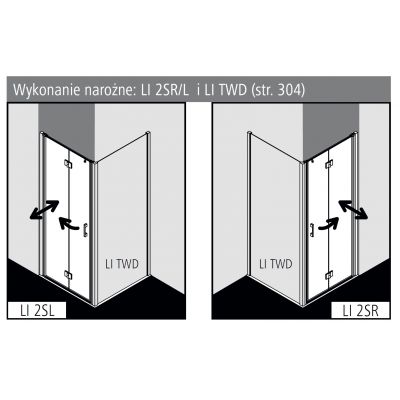 Kermi Liga LI 2S LI2SL08020VPK drzwi prysznicowe składane
