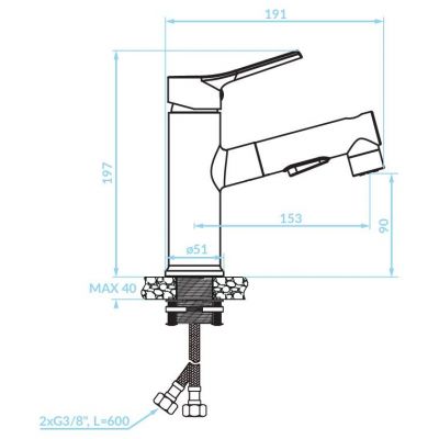 Kuchinox Fonte BQT029D bateria umywalkowa