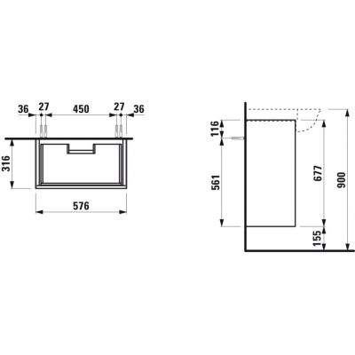 Laufen The New Classic H4060320856281 szafka wisząca podumywalkowa 57.6x31.6 cm