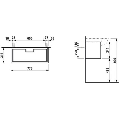 Laufen The New Classic H4060410856281 szafka wisząca podumywalkowa 77.6x31.6 cm