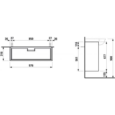 Laufen The New Classic H4060920856271 szafka wisząca podumywalkowa 97.6x31.6 cm