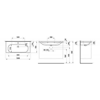 Laufen Lua H8100890001041 umywalka 100x46 cm prostokątna meblowa biała