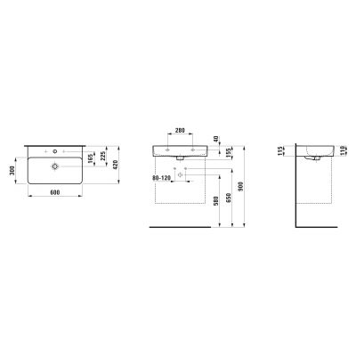 Laufen Val H8102830001041 umywalka 60x42 cm prostokątna ścienna-nablatowa biała
