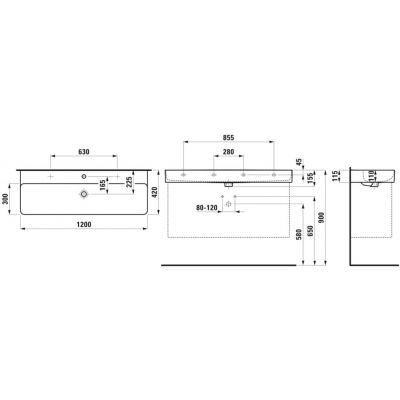 Laufen Val H8102897571041 umywalka 120x42 cm prostokątna ścienna biała