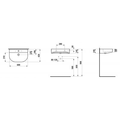 Laufen Sonar H8103427571041 umywalka 60x42 cm półokrągła nablatowa biała