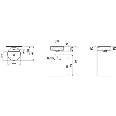 Laufen Val H8112817571041 umywalka 40x42.5 cm okrągła ścienna biała