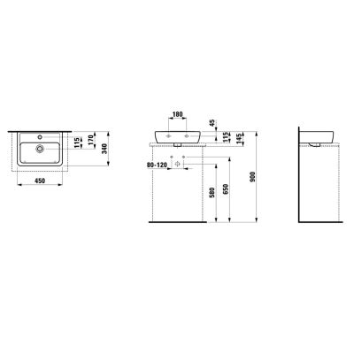Laufen Pro A H8119520001041 umywalka 45x34 cm prostokątna ścienna biała