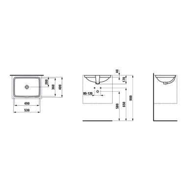 Laufen Pro S H8119614001091 umywalka 49x36 cm prostokątna podblatowa biała