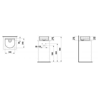 Laufen Sonar H8123410001121 umywalka 34x34 cm półokrągła nablatowa biała