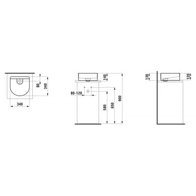 Laufen Sonar H8123417571121 umywalka 34x34 cm półokrągła nablatowa biała