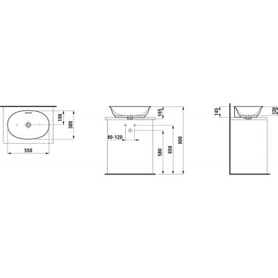 Laufen The New Classic H8128534001091 umywalka 55x38 cm owalna nablatowa biała