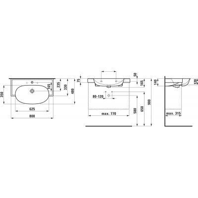 Laufen The New Classic H8138550001081 umywalka 80x48 cm półokrągła ścienna-meblowa biała